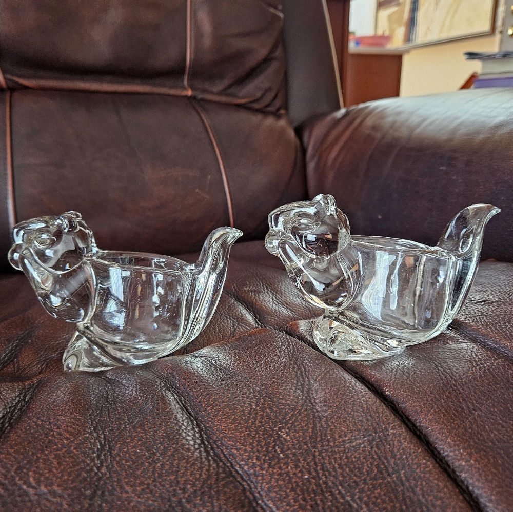 Vintage Glass Squirrel Votive Candle Holders